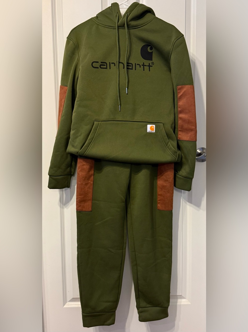 NWOT - Carhartt Olive & Brown Panel Hoodie and Sweatpants Set